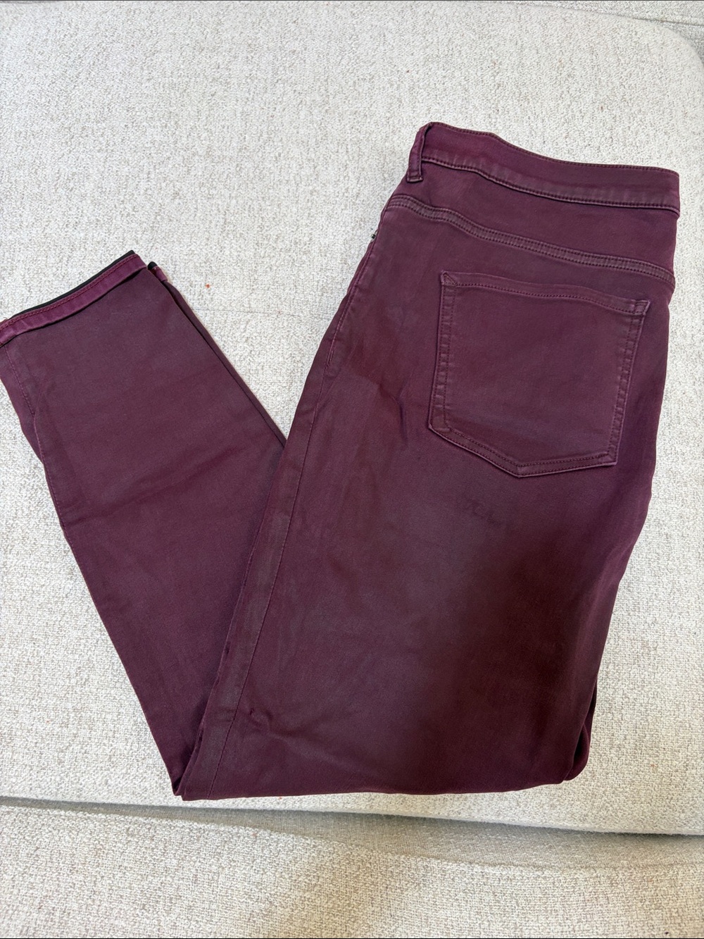 Express Coated Skinny Jeans in Deep Wine